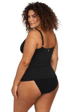 Recycled Hues Black Raphael E/F Underwire Tankini Top