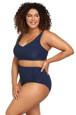 Bottoms Mélange Navy Botticelli High Waist Swim Pant - Final Sale