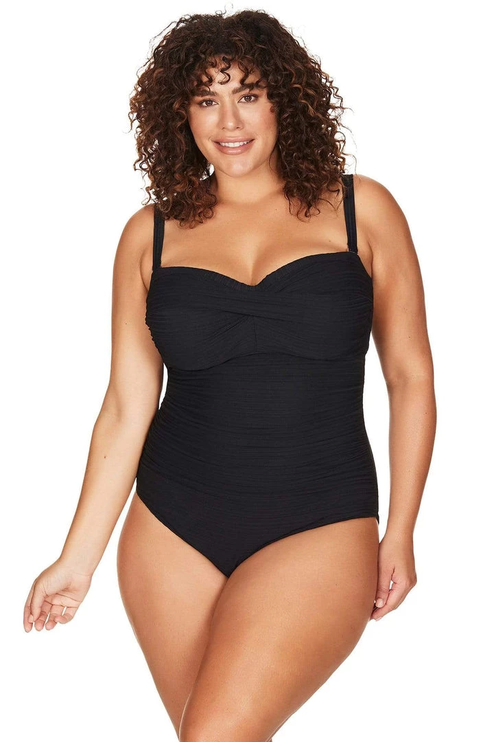 Aria Black Botticelli Underwire Bandeau One Piece One Pieces