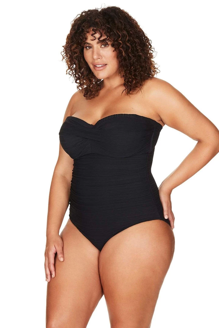 Aria Black Botticelli Underwire Bandeau One Piece One Pieces