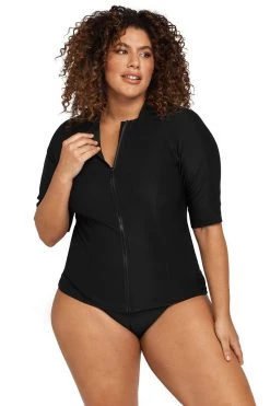 Recycled Hues Black Seurat Short Sleeve Sunsafe Top