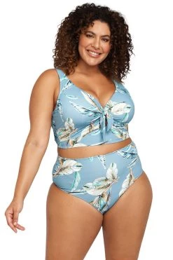 Figaro Blue Cezanne Midriff Bikini Top - Final Sale Bikini Tops