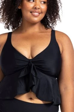 Recycled Hues Black Chagall Midriff Bikini Top Bikini Tops