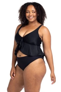 Recycled Hues Black Chagall Midriff Bikini Top Bikini Tops