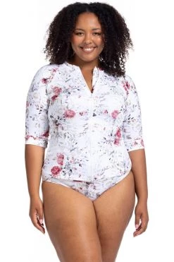 Clementine White Seurat Short Sleeve Sunsafe Top - Final Sale