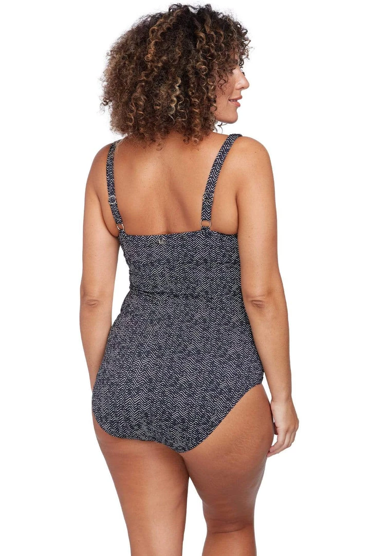 Zig Zag Black Raphael E/F Underwire One Piece