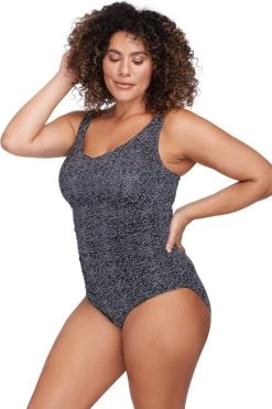 Zig Zag Black Raphael E/F Underwire One Piece