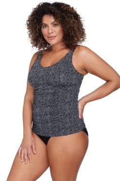 Tankini Tops Zig Zag Black Raphael E/F Underwire Tankini Top