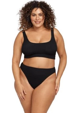 Collections Arte Black Kahlo Crinkle Fabrication One Size Bikini Set