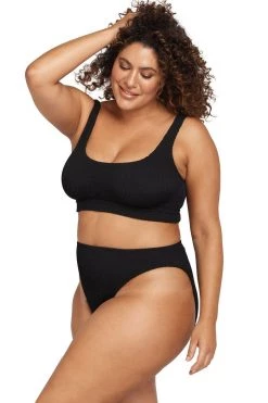 Collections Arte Black Kahlo Crinkle Fabrication One Size Bikini Set