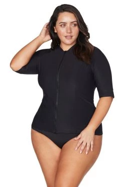 Recycled Hues Black Seurat Short Sleeve Sunsafe Top