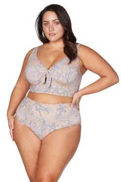 Bikini Tops Vivaldi's Verse Paisley Cezanne Midriff Underwire Bikini Top