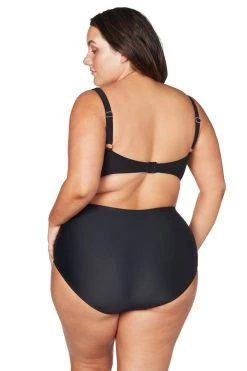 Bottoms Recycled Hues Black Raphael High Waist Ruched Swim Pant