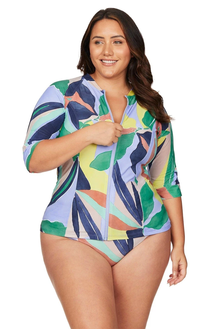 L'Avana Multi Seurat Short Sleeve Sunsafe Top New Arrivals