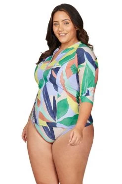 L'Avana Multi Seurat Short Sleeve Sunsafe Top New Arrivals