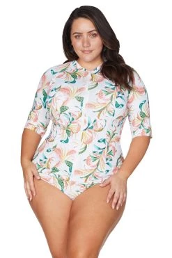 New Arrivals April Spritz White Seurat Short Sleeve Sunsafe Top