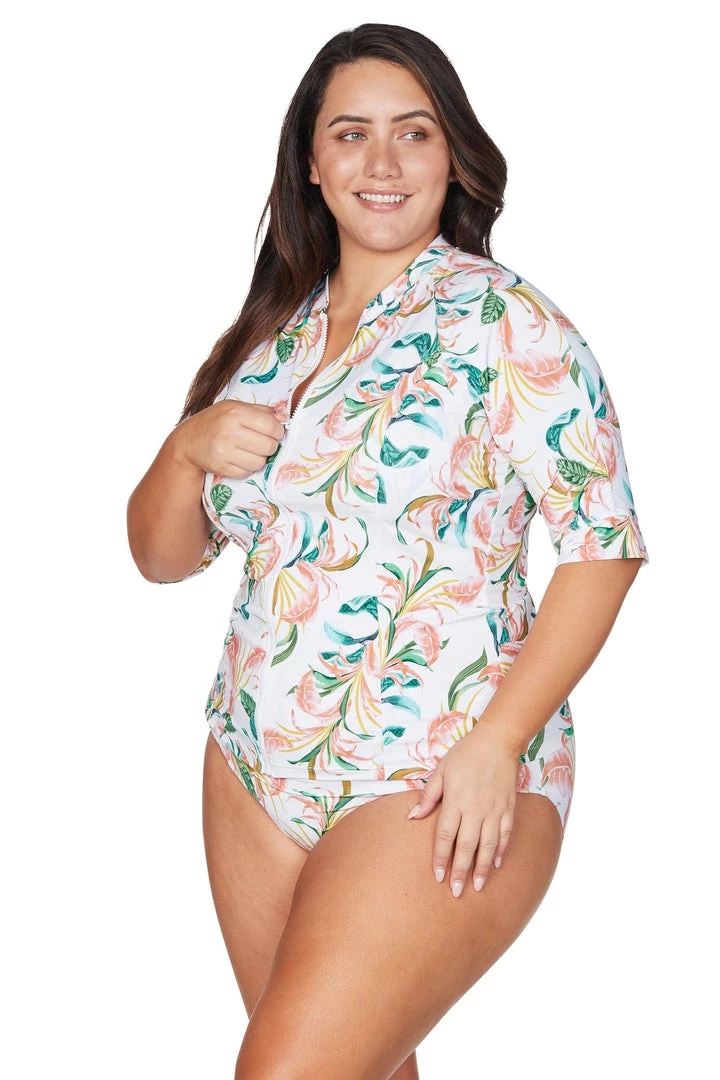 New Arrivals April Spritz White Seurat Short Sleeve Sunsafe Top