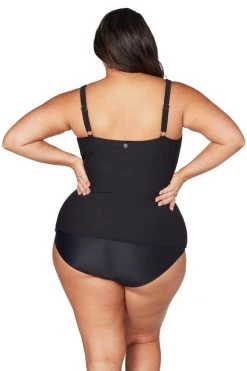Recycled Hues Black Raphael E/F Underwire Tankini Top