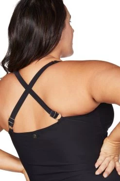 Recycled Hues Black Raphael E/F Underwire Tankini Top