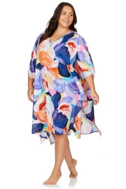Covers New Arrivals Arte A La Rue Purple Schubert Kaftan Cover Up