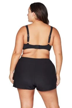 Recycled Hues Black Delacroix High Waist Swim Short Bottoms