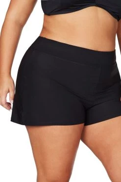 Recycled Hues Black Delacroix High Waist Swim Short Bottoms