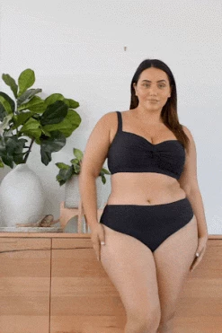 Aria Black Monet Curve Fit Mid Rise Swim Pant Bottoms